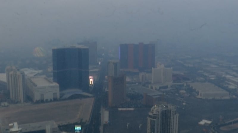 Very heavy wildfire smoke seen on the Las Vegas Strip on Wednesday, Sept. 11, 2024.