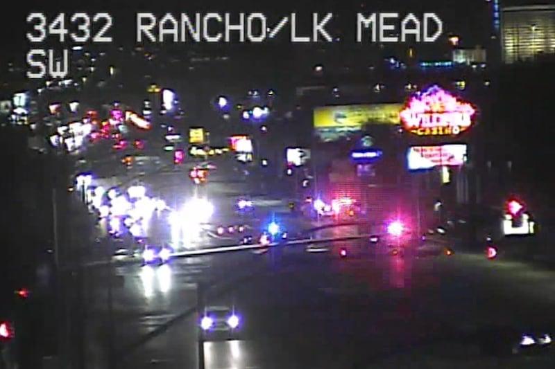 Las Vegas police is looking for a suspect at large after identifying a stolen vehicle.