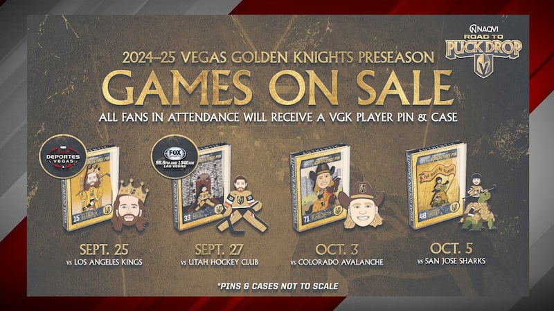 Single tickets for the 2024-25 Vegas Golden Knights preseason home games are officially on sale!